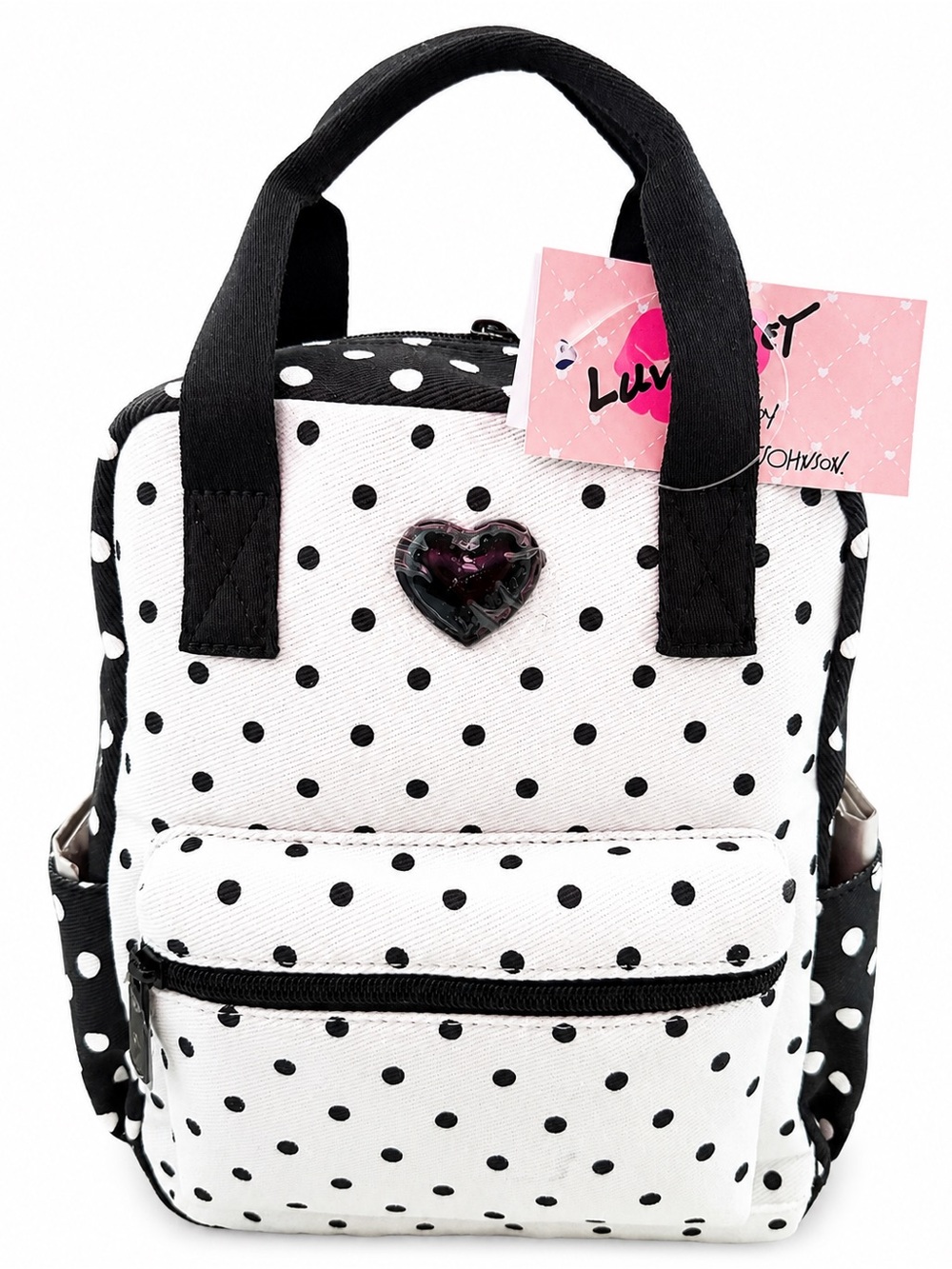 Betsey Johnson White & Black Polka Dot Mini Backpack